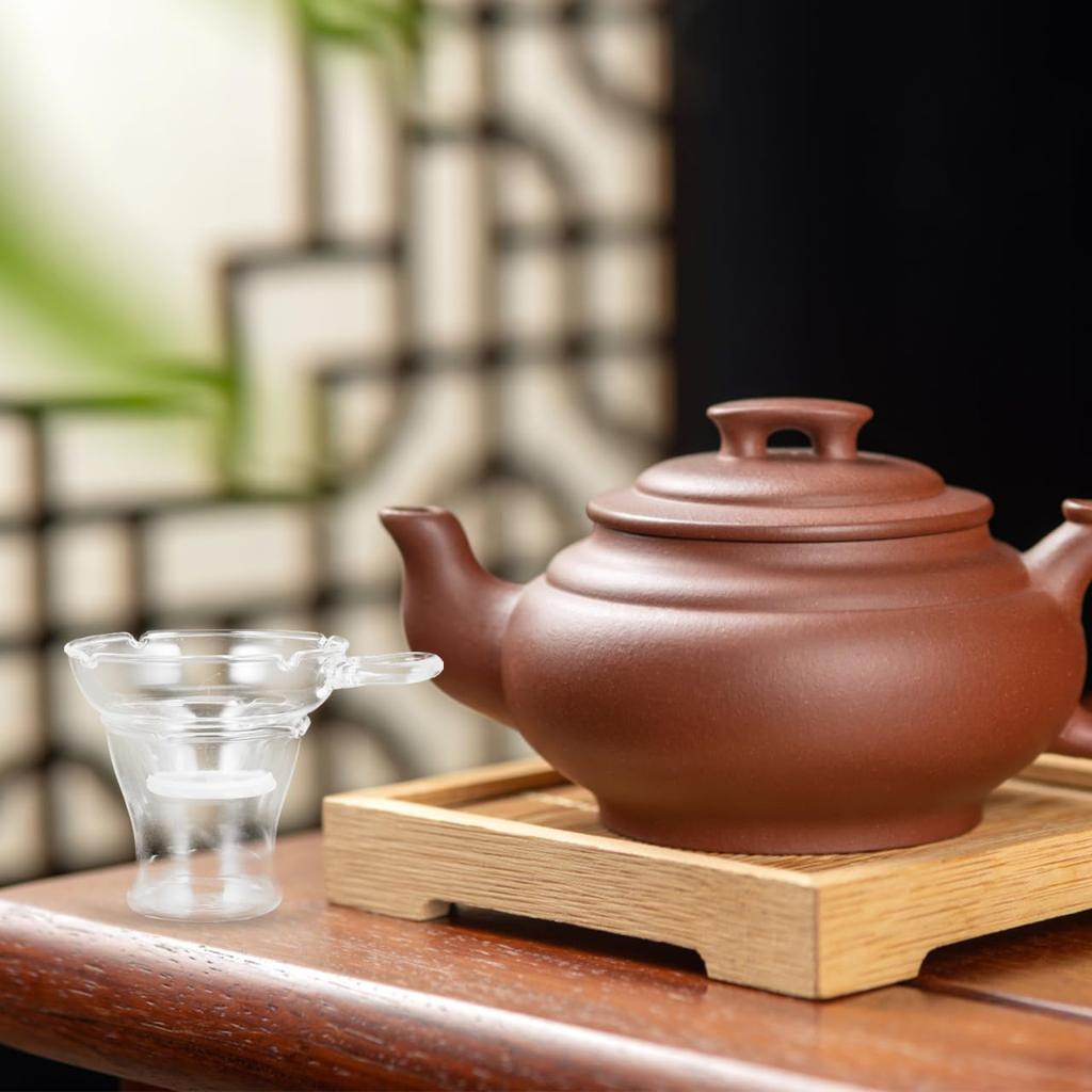 FRCOLOR Teesieb-Set, Hitzebeständiges Glas, mit Griff, Transparentes Ochsenhorn, Stilvolles Design, Kompatibel mit chinesischen und japanischen Tees