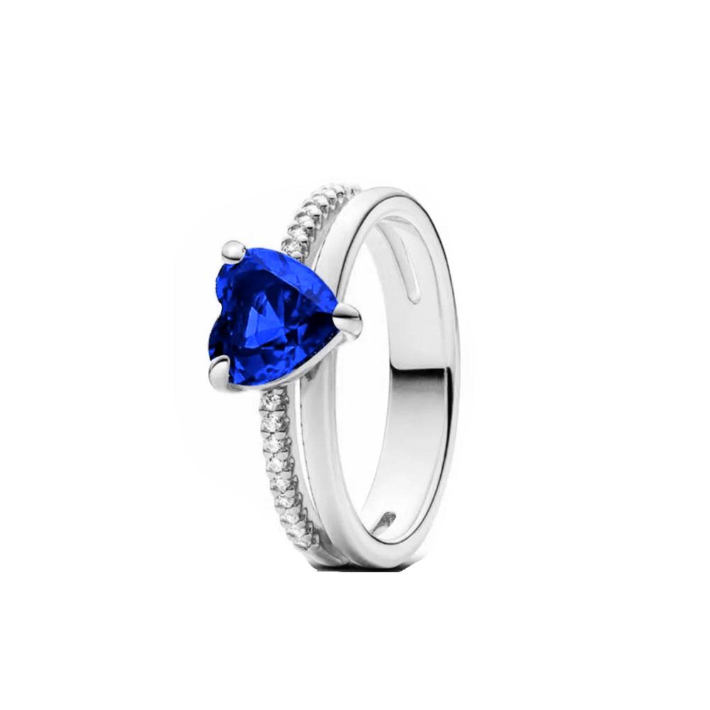 Blauer 925er Sterlingsilberring Ringe für Damen Modeschmuck Accessoires Mond Schneeflocke Herz Geschenke Hochzeit 2025