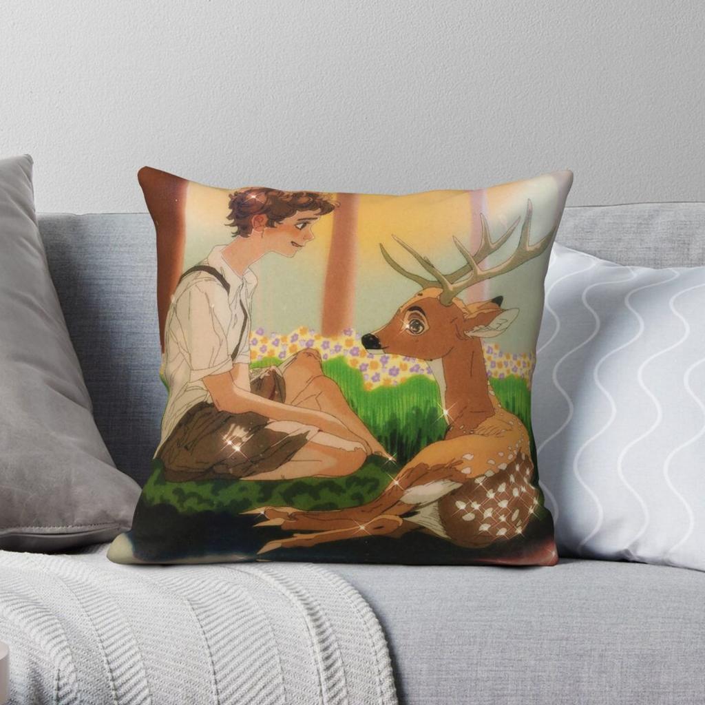 Forest Friends Boy Deer Square Pillowcase Polyester Linen Velvet Creative Zip Decor Pillow Case Car Cushion Cover X