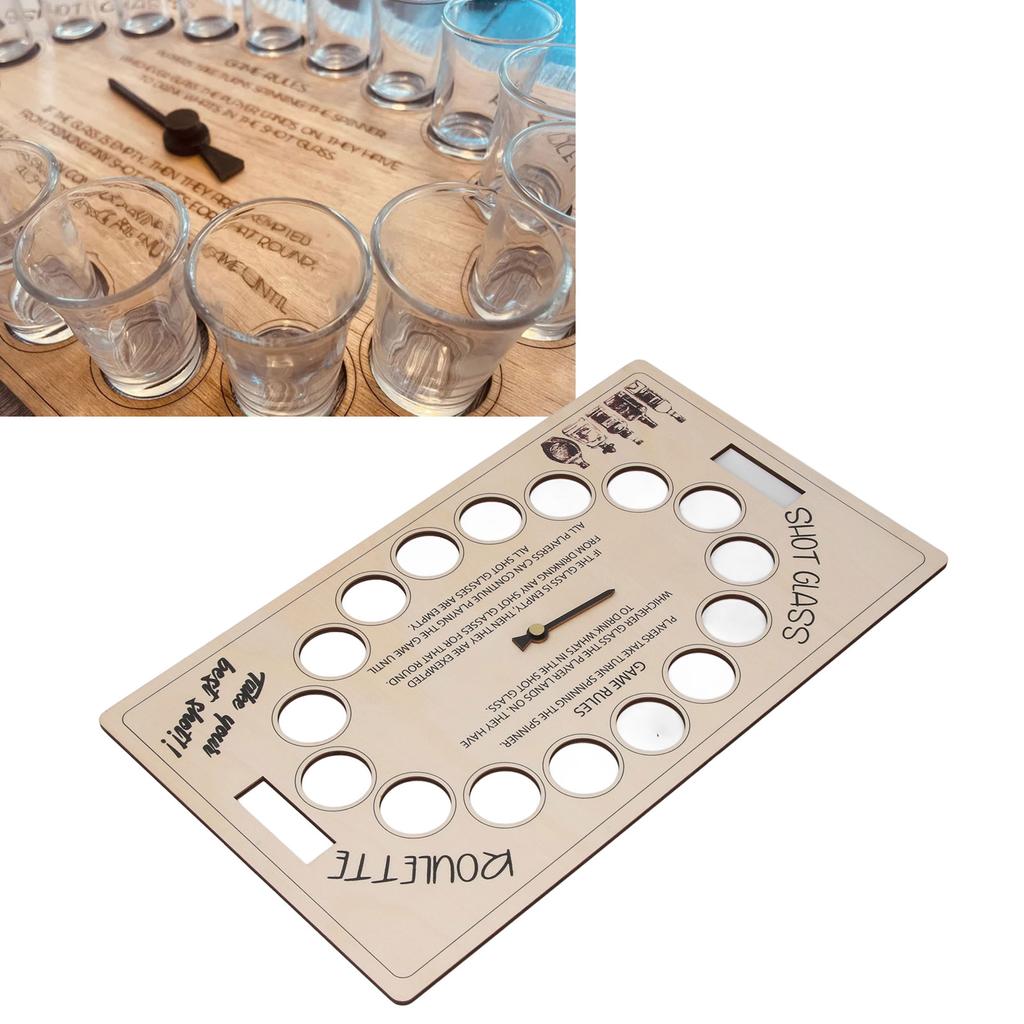 Shot Drinking Game 45cm Wooden Rotating Adults Drinking Table Game Board for Party Bar Game Nights