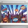 Superhero City Birthday Party Supplies Backdrop Comic Style Building Landscape Decoration Baby Shower Photo Backdround Kid Gift545