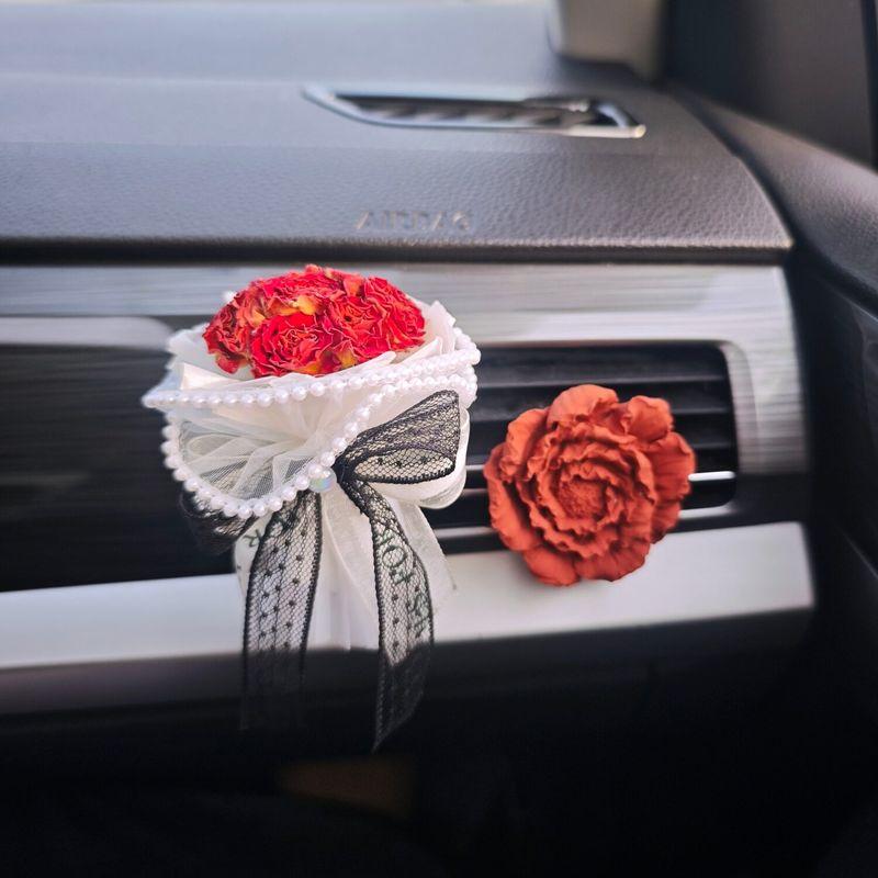 Car Air Freshener Rose Eternal Flower Bouquet Air Vent Decoration Aroma Diffuser Stone Car Fragrance Ornament High-End Gift