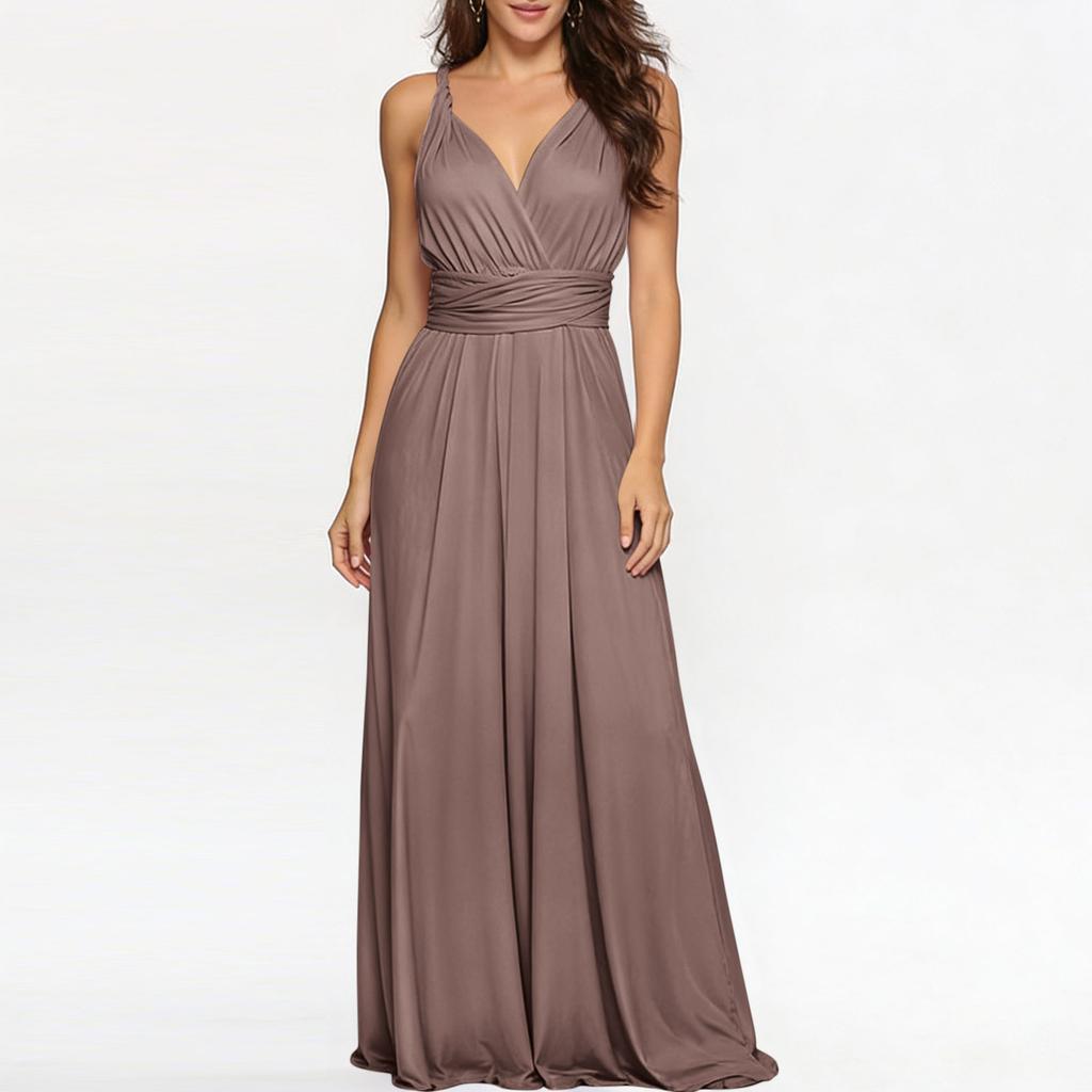 Women's Versatile Multi-Strap Cross-Back Sexy Bandage Dress Long Gown