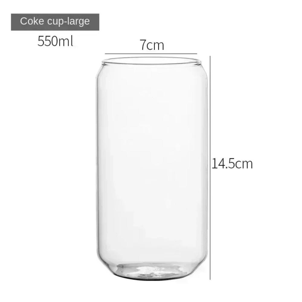 350ml/550ml Glass Cup Cola Cold Drink Water Cup with Bamboo Lid Coffee Milk Juice Straw Mug Beer Can Drink Home Breakfast Cup