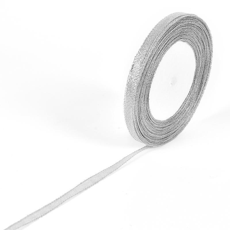 

Декоративная блестящая лента 0,6 см из полиэстера, длина 25 ярдов серебряный