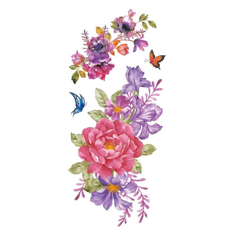 

Наклейка с изображением цветка голубой розы, большой узор в виде цветка сливы, водонепроницаемая наклейка с изображением цветка на руке, образец татуировки 90*190MM