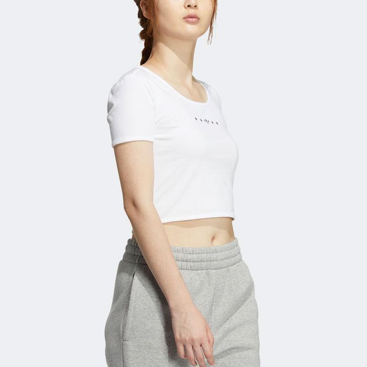 Adidas Originals MC Mc Crop Tee Logo T-Shirt Women Tops White HZ5349