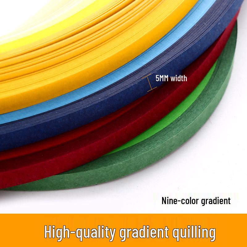 9-Color Gradient 5mm x 54cm Quilling Paper Strips - Handmade Quilling Materials