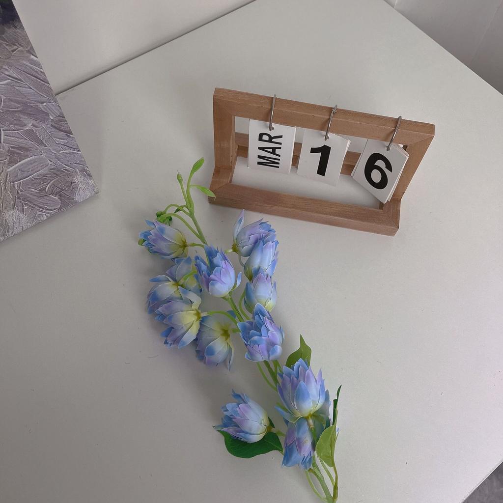 Flores Artificiais 83cm Campanula Flor Sino Azul Flocagem Ramo de Flor para Casamento Casa Decoração Floral de Mesa Jacinto Flor de Seda