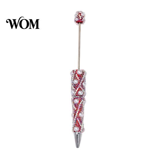Handmade Jewelry Writing Pens DIY Beadable Pen, Bling Rhinestones And Faux Pearls Beaded Gift Ideas Black Ink Ballpoint Pen for Office School Supplies