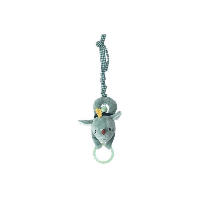 Hochet Lilliputiens Joe en tissu avec clochette - Vert et Blanc - 10cm - Mixte - Dès la naissance