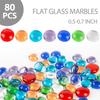 FUTUREPLUSX 80PCS Mini Flat Glass Marbles, Vase Fillers 0.5inch Glass Gems Decorative Beads Pebbles for Aquarium Fish Tank Vase Home Decor
