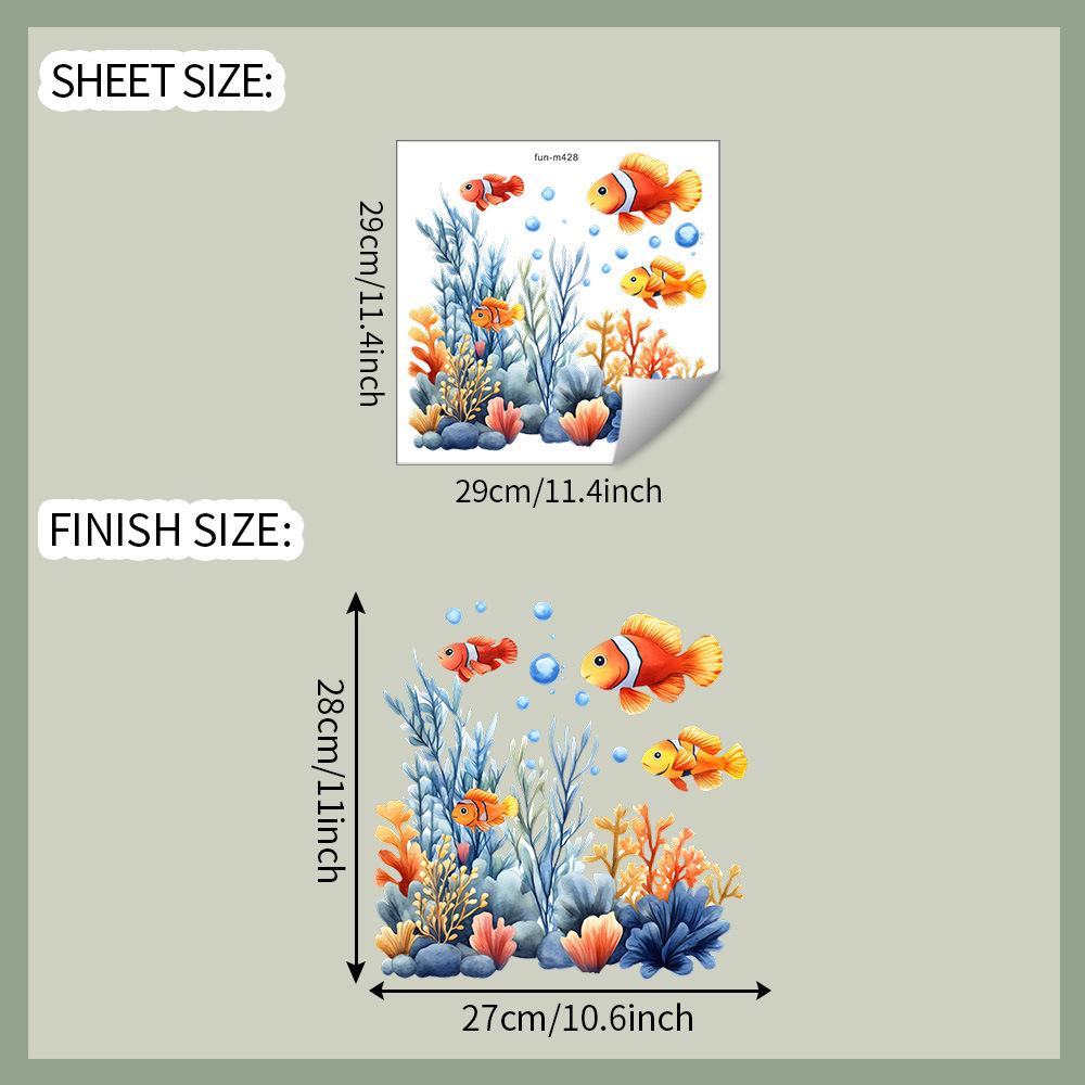 

Подводные кораллы, водные растения, наклейки для ванной, туалета и унитаза с золотыми рыбками для украшения и декора fun-m428