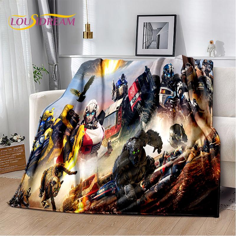 HD Cartoon T-Transformers  Autobots 3D Soft Blankets,Keep Warm Throw Blanket for Picnic Beds Sofa Home Bedroom Gifts Kids Hiking