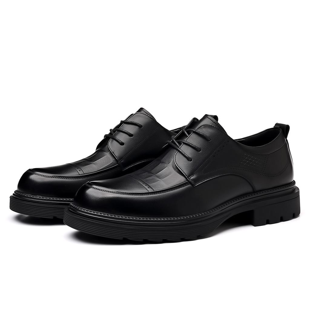 Autumn high-end men's shoes first-layer cowhide business leather shoes men's commuting leather platform casual lace-up single shoes men