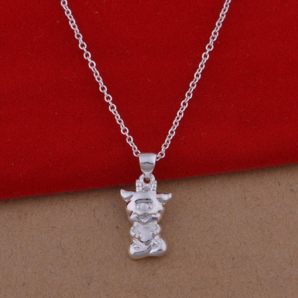 925 Sterling Silver Plated European & American Fashion Animal Jewelry Set - Earrings & Necklace