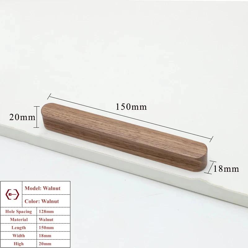 Walnut Beech Kitchen Cabinet Handle Drawer Solid Wood Furniture Door Drawer Round Knob Cupboard Wooden Handle Hardware Long Pull