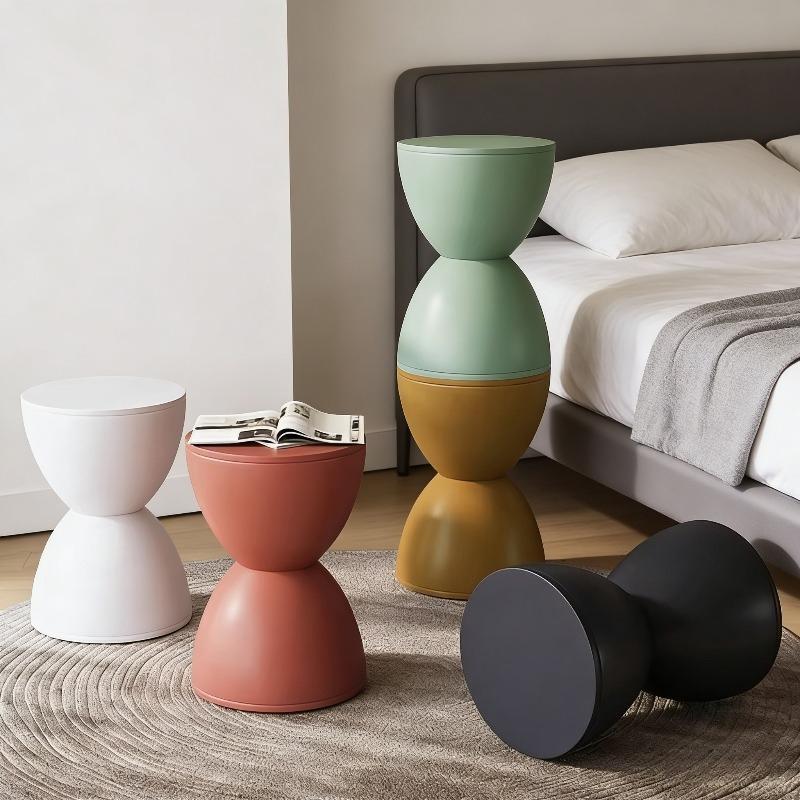 Hourglass round stool shoe chang stool - Colorful geometric aesthetic design modern home high-end feeling living room footstool