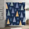 Modern Christmas Trees Shower Curtain Blue Festive Decor for Bathroom Snowflakes Triangles Pattern Printed Fabric Waterproof Hom