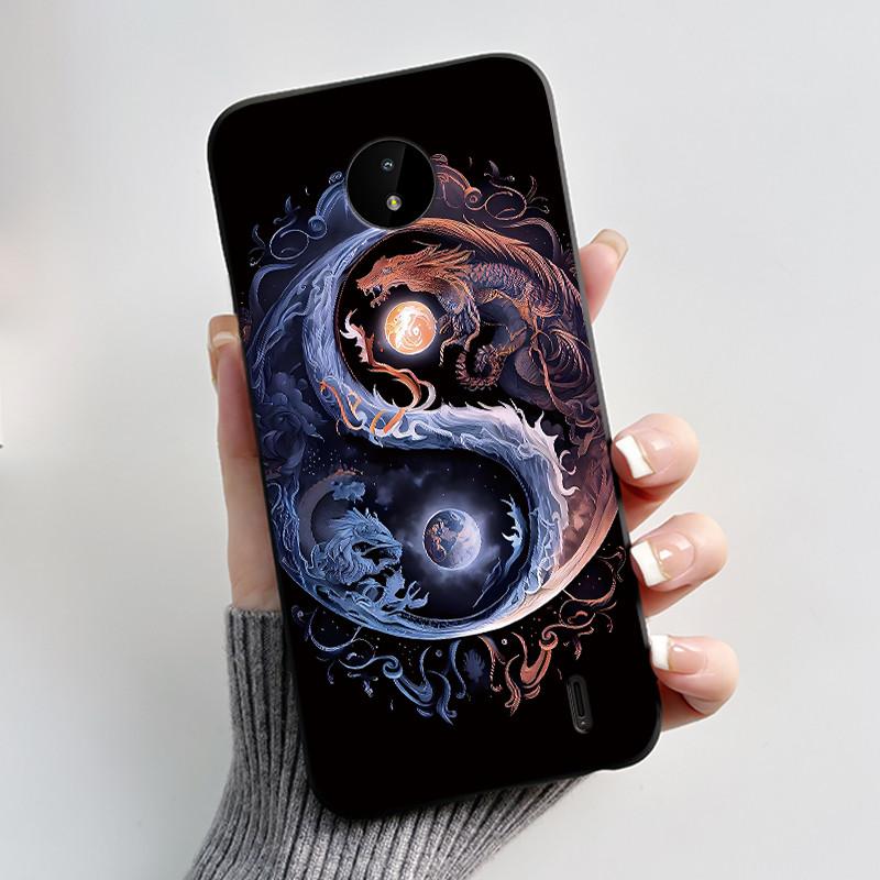 For Nokia C10/Nokia C20 Black Case For Nokia C20 Plus Shockproof Back Beautiful Dreamy Moon Sea Printed Pattern Cover