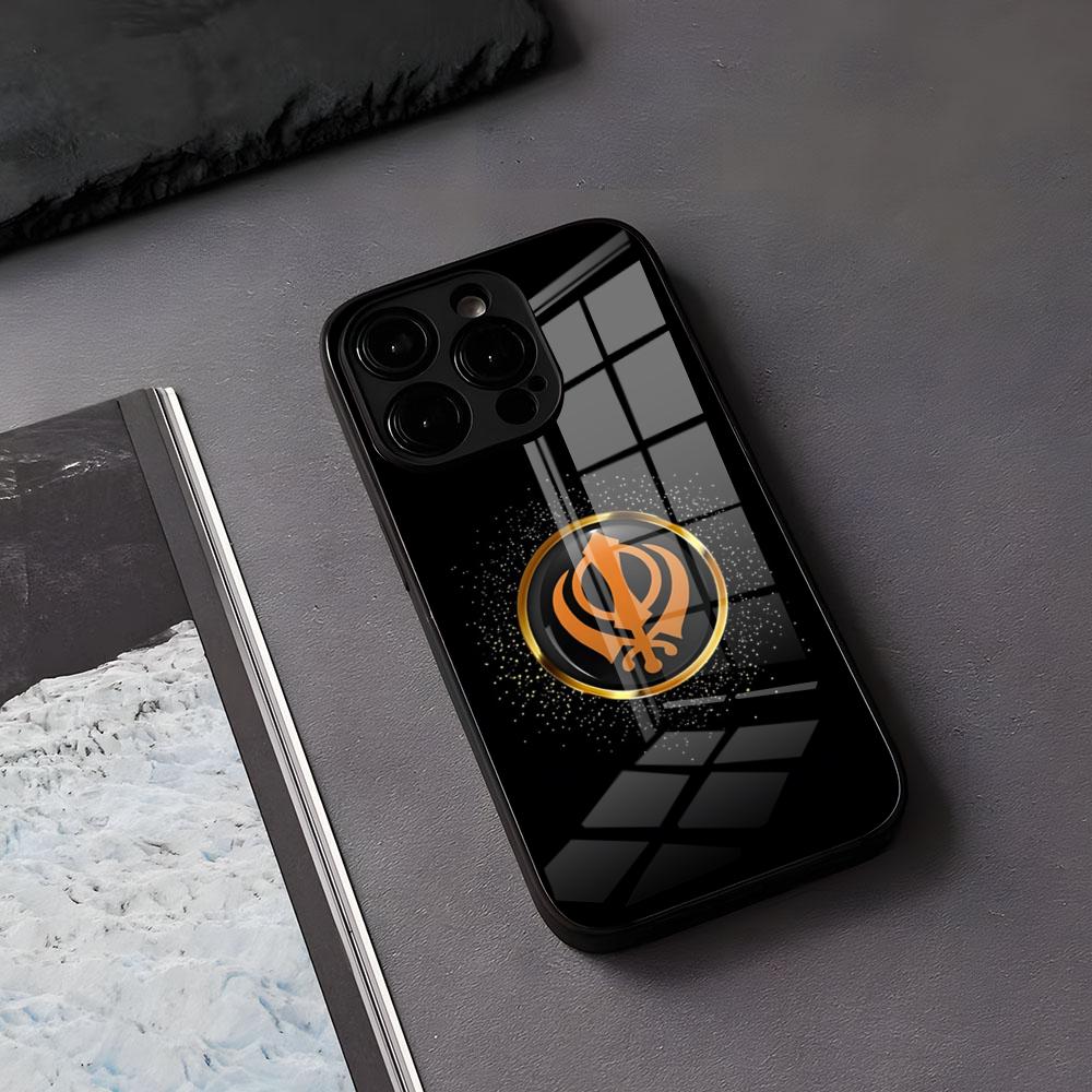 Sikh Khanda Sikhism SOVEREIGN Phone Case For IPhone 17 Air 16 E Pro Max 15 14 13 Mini 12 Pro 11 Max Plus Black Glass Cover