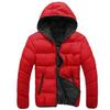 Men Color Block Zipper Hooded Cotton Padded Coat Slim Fit Thicken Outwear Jacket