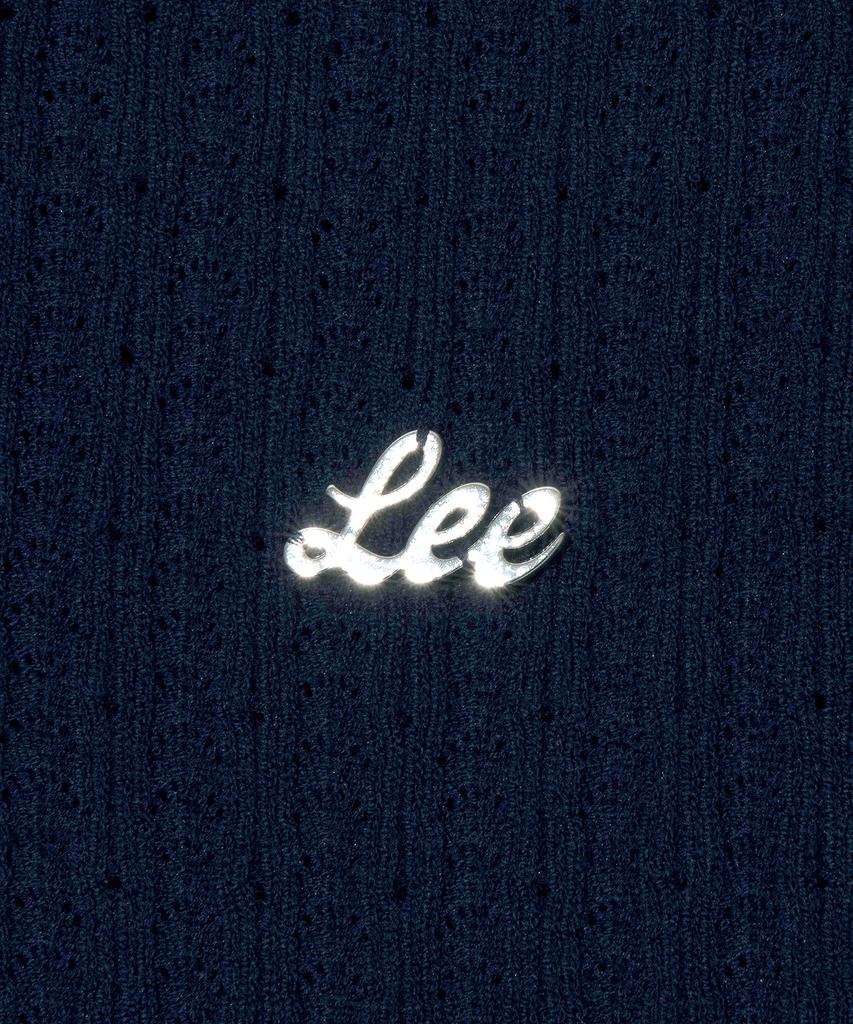 LEE Women Collared Crop Short Sleeve Knit Navy
