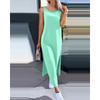 QICED Women's Fashion Summer Spring O-Neck Sleeveless Solid Color Print Casual Dresses Casual Chic