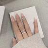 Tassel Butterfly Chain Rings For Women Girls Shiny  Zircon Multi-Layer Open Rings Set Punk  Jewelry