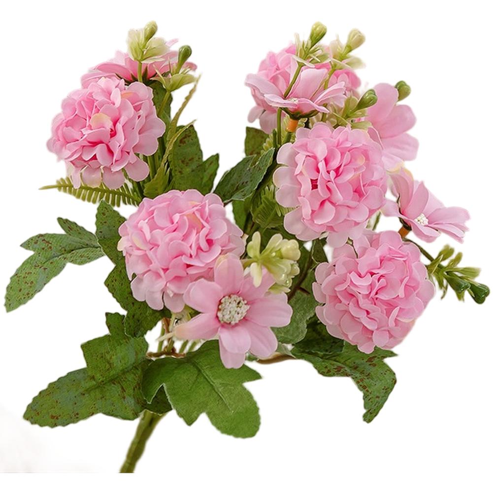 Artificial Daisy Flowers 5-Head Bunch Cloth Material For Wedding Decorations And Home Décor, 31cm Height, 14cm Diameter