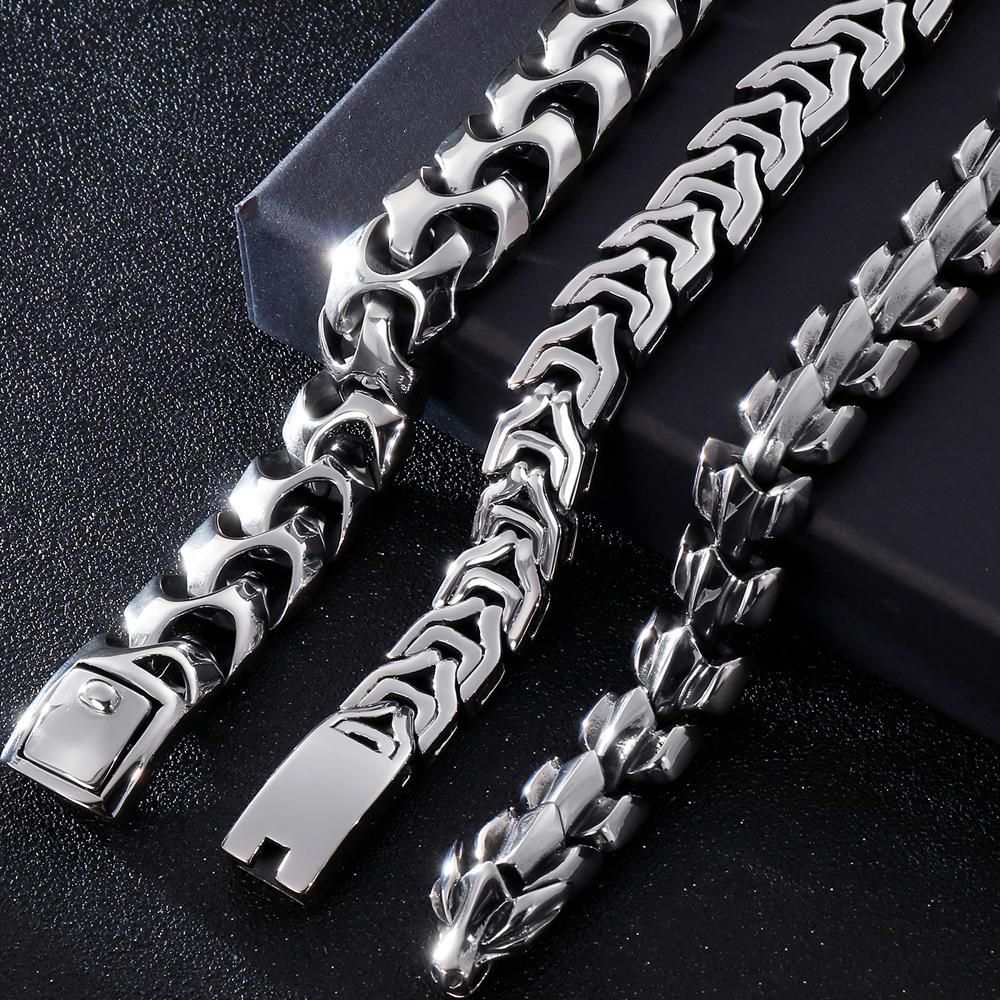 Große Größe 20/22/24CM Lange Schwere Edelstahl Armband Männer Link Kette männer Armbänder Metall armreifen Massiven Auf Hand Schmuck