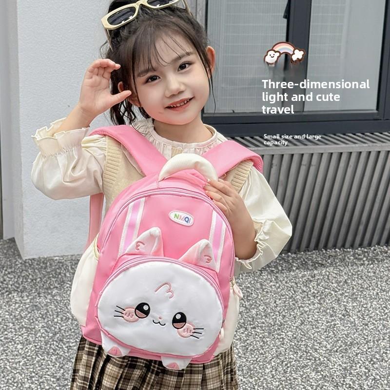Print Cat Pattern School Backpack With Breathable Nylon Material Gift Schoolbag