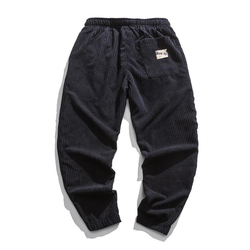 Men's Retro Distressed Solid Color Loose Fit Leggings for Autumn and Winter