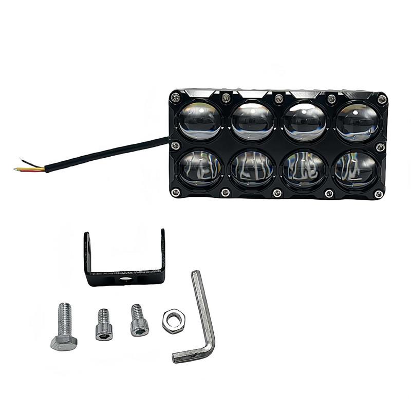 1/2 Pcs 8 Lens Auxiliary Motorcycle Spotlight Working Fog Lights Headlight Driving Spot Lamp - 32W/9-80V