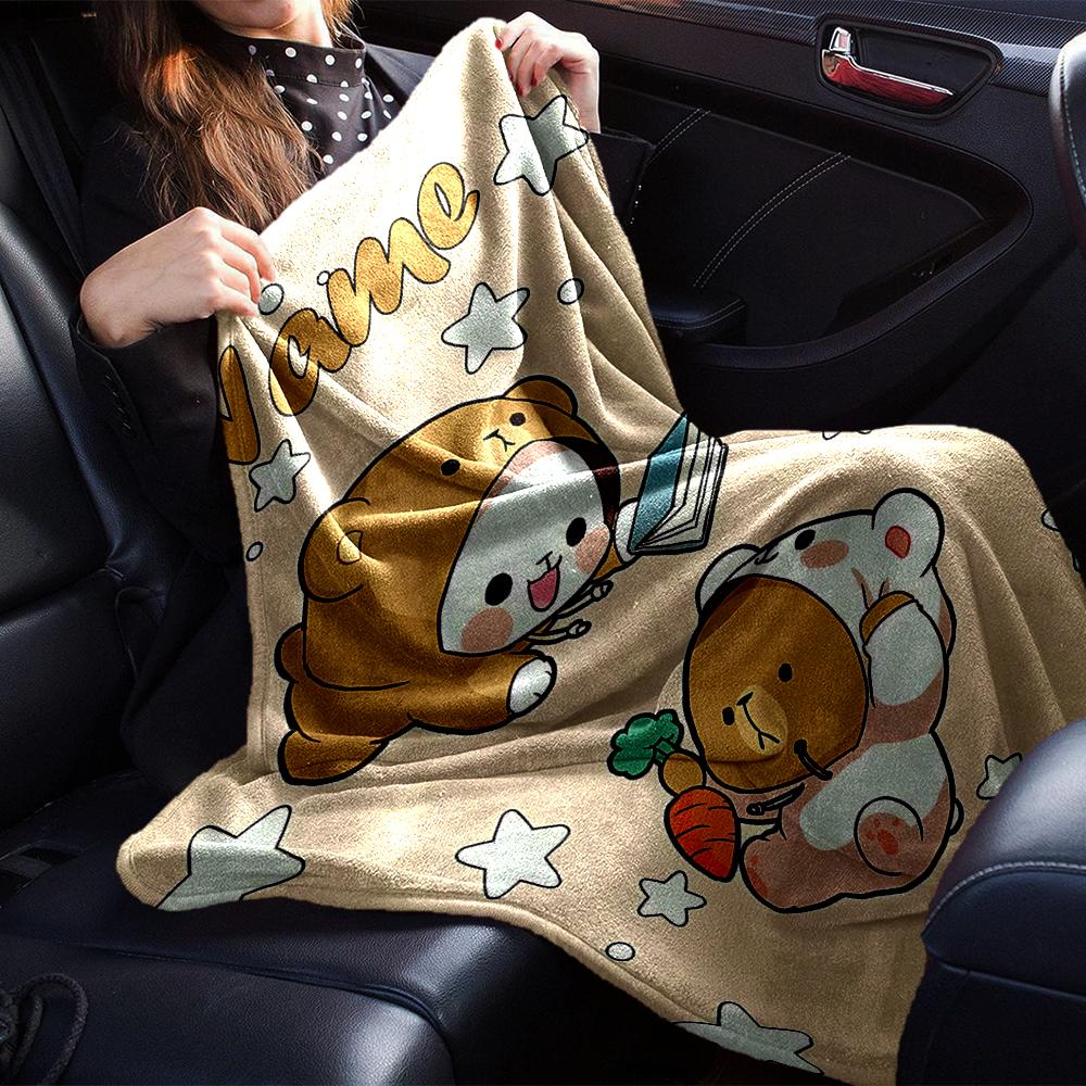 Customiz Name Personality Bubu Dudu Blanket Soft &Warm Sofa Office Bed Travel Lunch Break Blanket, Gift Suitable for All Seasons