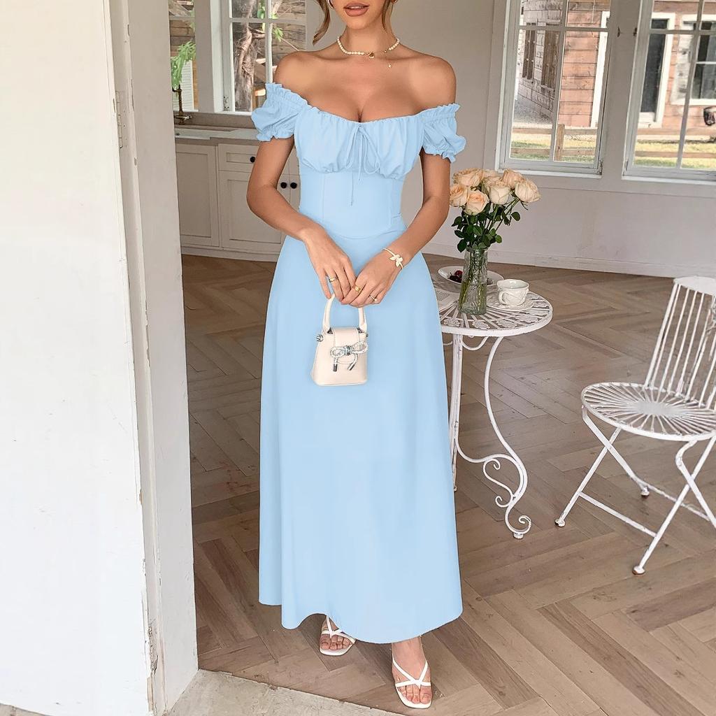 Elegant One-shoulder Long Dress for Women's Spring and Summer Party Evening Gowns