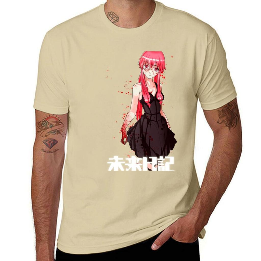 Mirai Nikki Tshirt Korean Fashion Aesthetic Clothes Animal Prinfor Boys Blacks Slim Fit T Shirts for Men