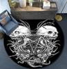Skull Satanic Goat Pentagram Wing Demon Version Carpet Round Rugs Non-slip Area Rug for Living Room Bedroom Foot Pad Decoration