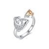 Celtic Knot Birthstone Heart Ring with Multi-Color Zirconia and Paved Diamonds - Retro Style Jewelry for Women