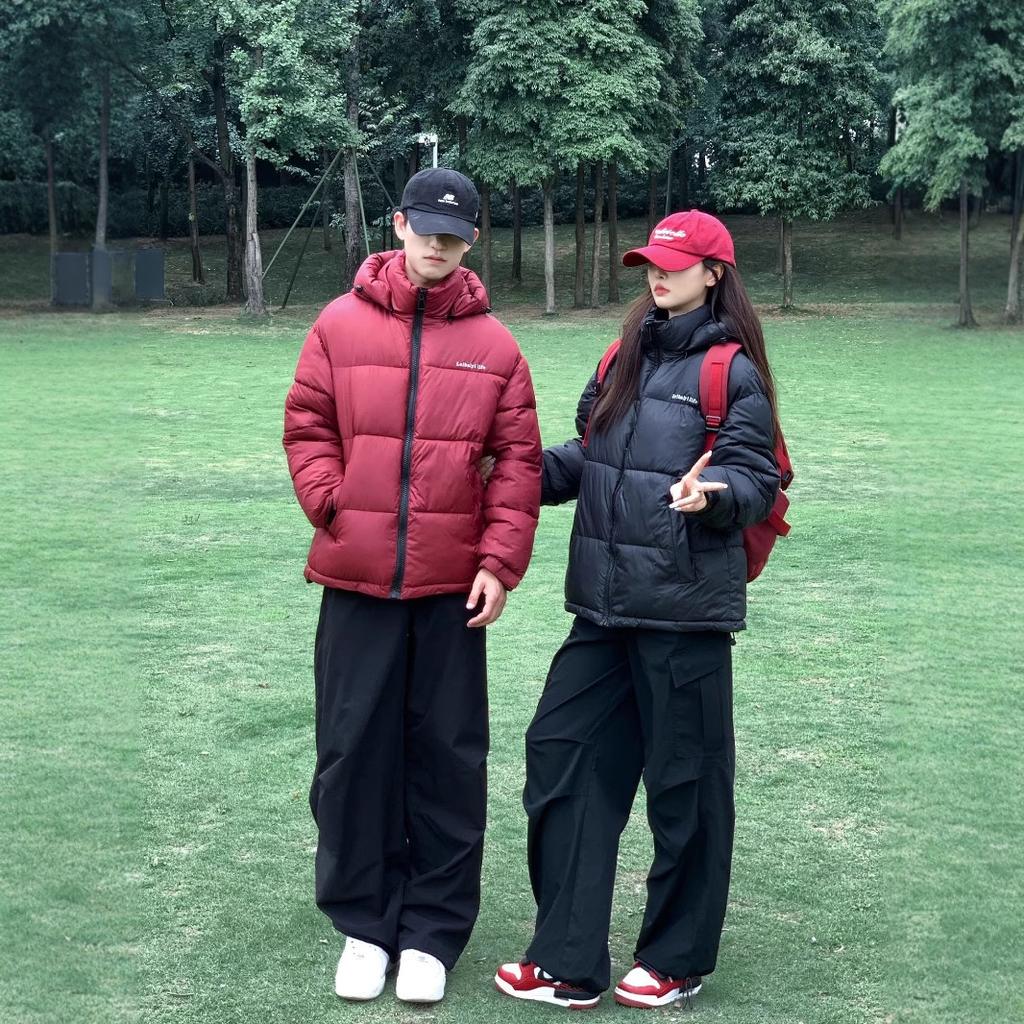 Autumn and Winter Short Down Cotton-padded Jacket Women Stand Collar Korean Version of The Little Plus Velvet Padded Cotton-padded Jacket Couple Coat.