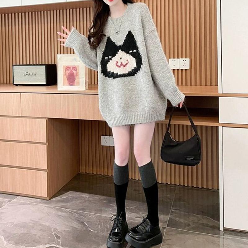 

Женский свитер Осень Зима Утепленный Пуловер Теплый Вязаный Эластичный С Длинным Рукавом Оверсайз Джемпер Топы XXL серый