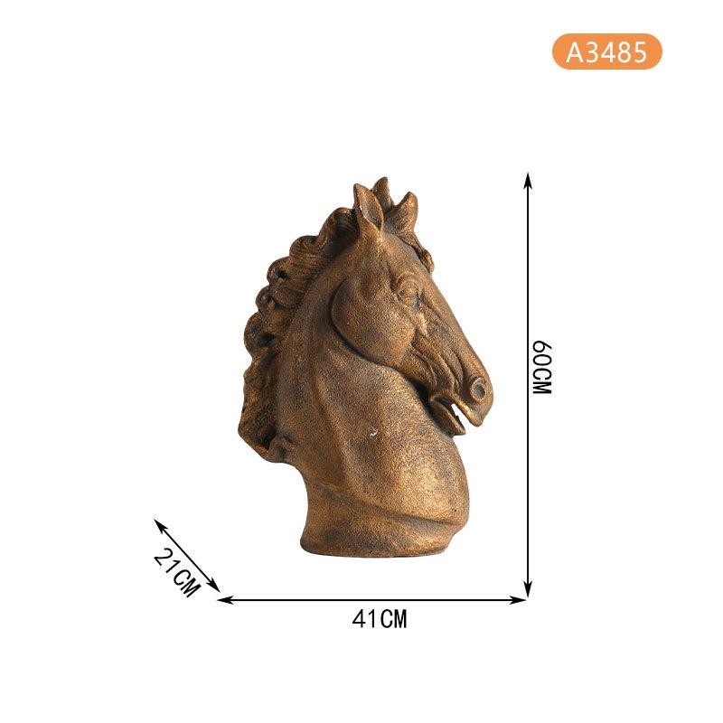 European Court Style Retro Distressed Horse Head Ornament for Year of the Horse - High-End Entrance Hall Decor with Auspicious Craftsmanship