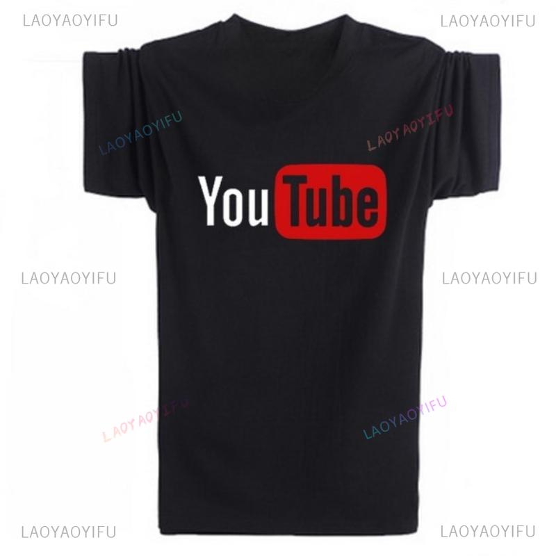 2024 YouTube Logo Trykk Dame T-skjorter Merke Modal Topper Casual Custom Herre Kortermet T-skjorter Harajuku Vintage T-skjorte