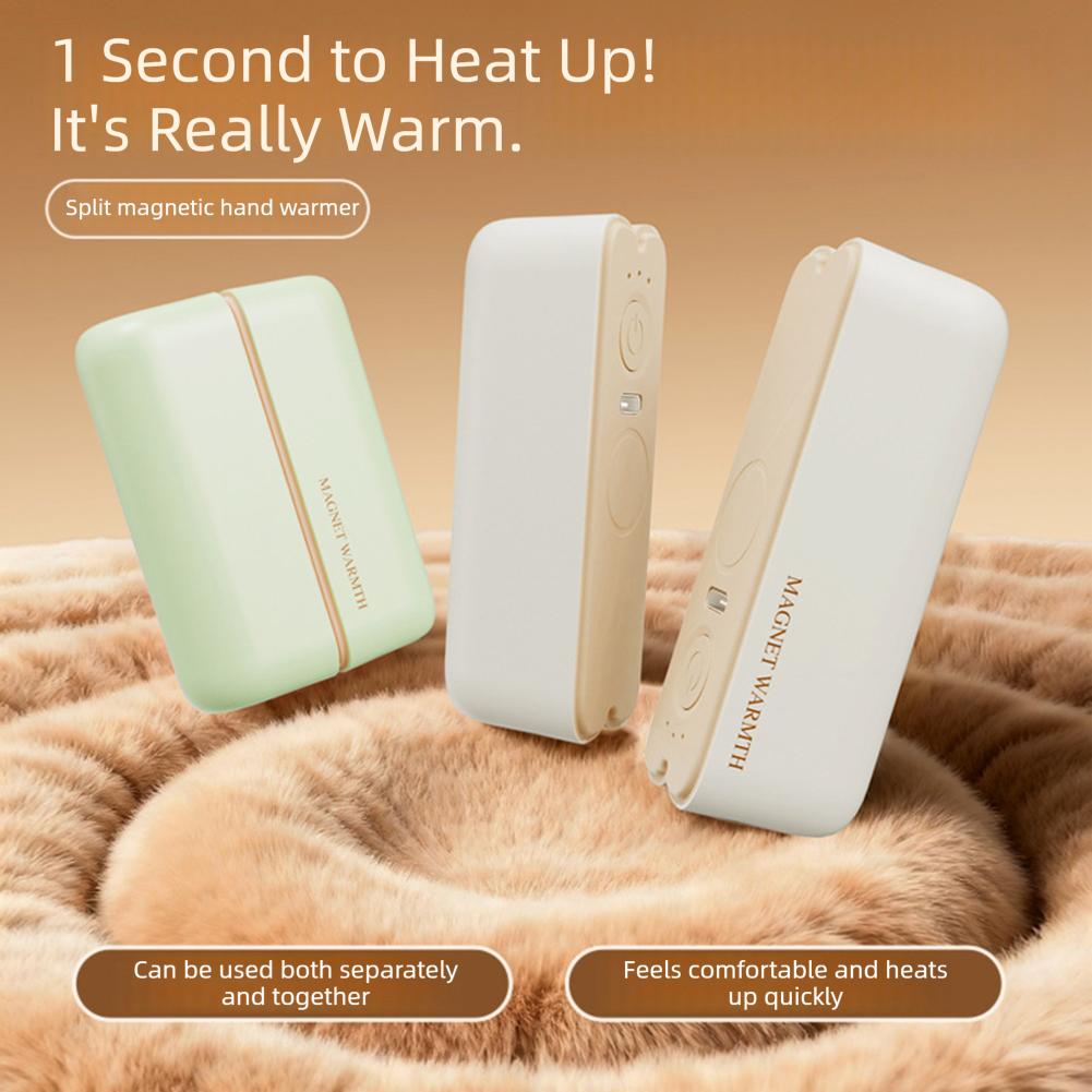 Rechargeable Hand Warmer Split Design Compact Portable Rechargeable For On-the-Go Comfort Office Desk Daily Commute Comfort