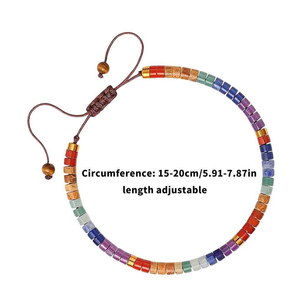 Inspirational Natural Crystal Bracelet with Colorful Beads and Elastic Woven Band Comfortable Inspirational Gift