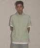 Placestudioman Authentic Light Diagonal Cut Point High-Neck Nylon Windbreaker Short Sleeve Jacket [Green]