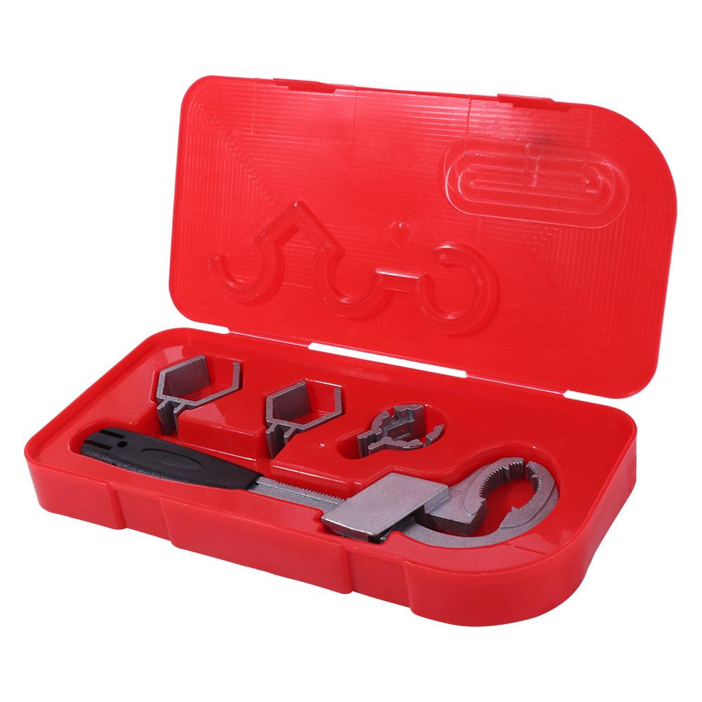 4 In 1 Adjustable Faucet Wrench with 3 Card Slots Sink Plumbers Wrench Repair Hand Tool