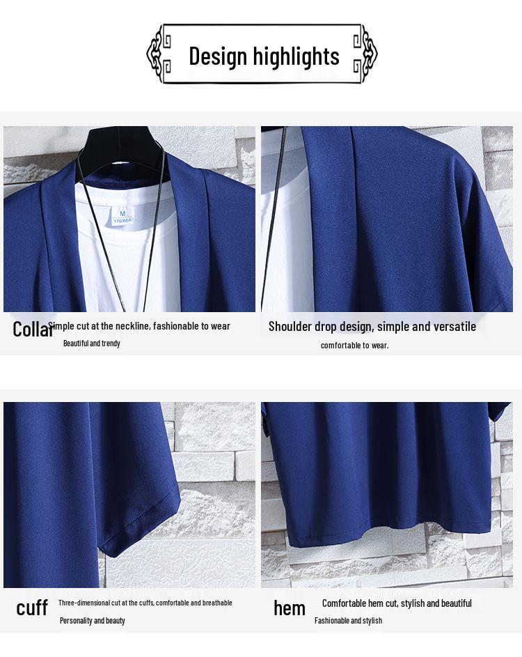 2025 Summer Men's Ice Silk Sun Protection Dao Robe Hanfu: Casual Seven-Sleeve Cardigan Jacket