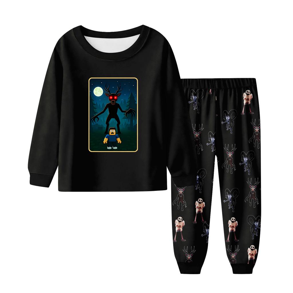 Dětský módní oblek Sukně Kulatý výstřih Top s dlouhým rukávem Kalhoty