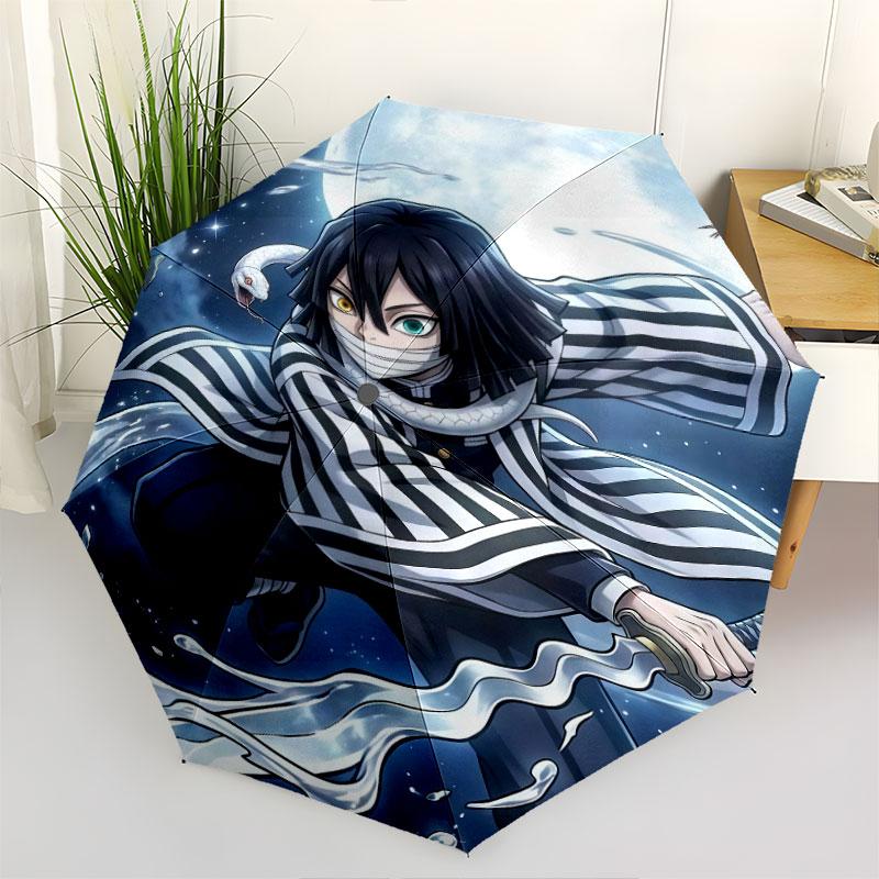 1 PC Automatic Folding Umbrella - Demon Slayer Kimetsu No Yaiba Pattern Portable Foldable Design With 8 Ribs Christmas Birthday Gifts